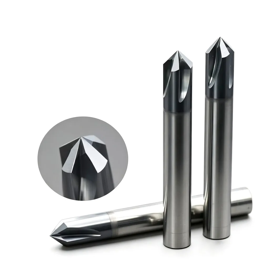 4 Flutes Solid Carbide 90° Degree Chamfer Mill Milling Cutter 2mm-12mm - AlTiN