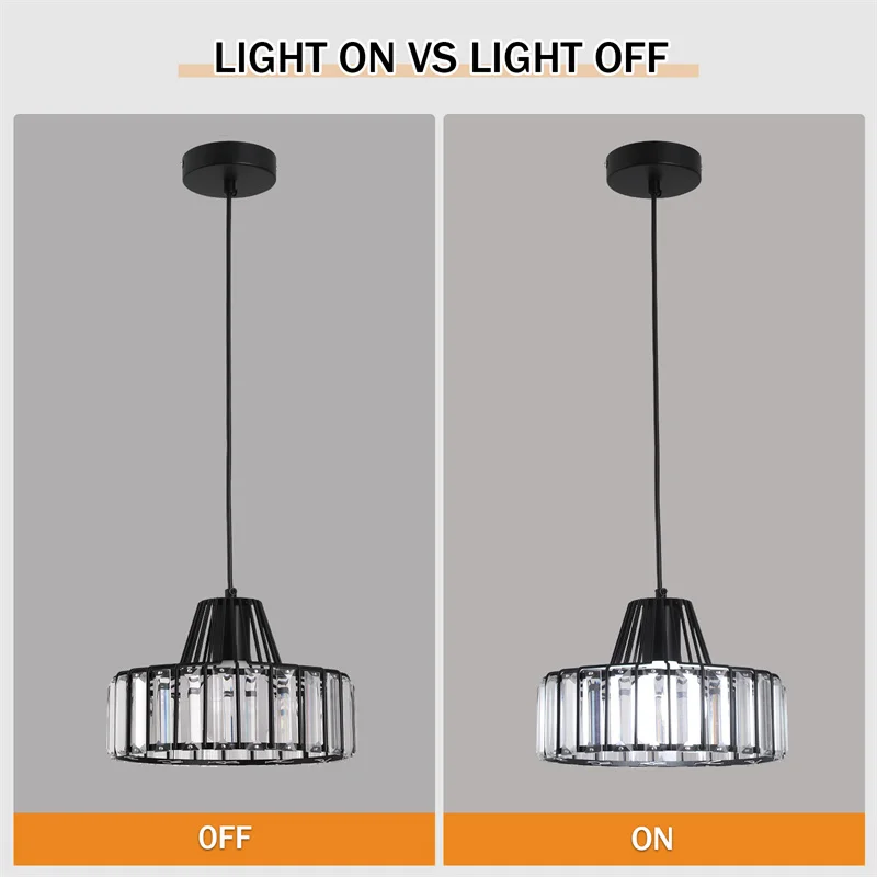 Modern Pendant Light Nordic Crystal Led Chandelier Hanging Ceiling Lamp Luxury Indoor Lustre Dining Room Kitchen Island Fixture