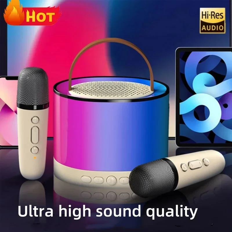 K52 Wireless Dual Microphone Rgb Portable Bluetooth Speaker Multifunction High Sound Quality Long Service Life Karaoke Machin