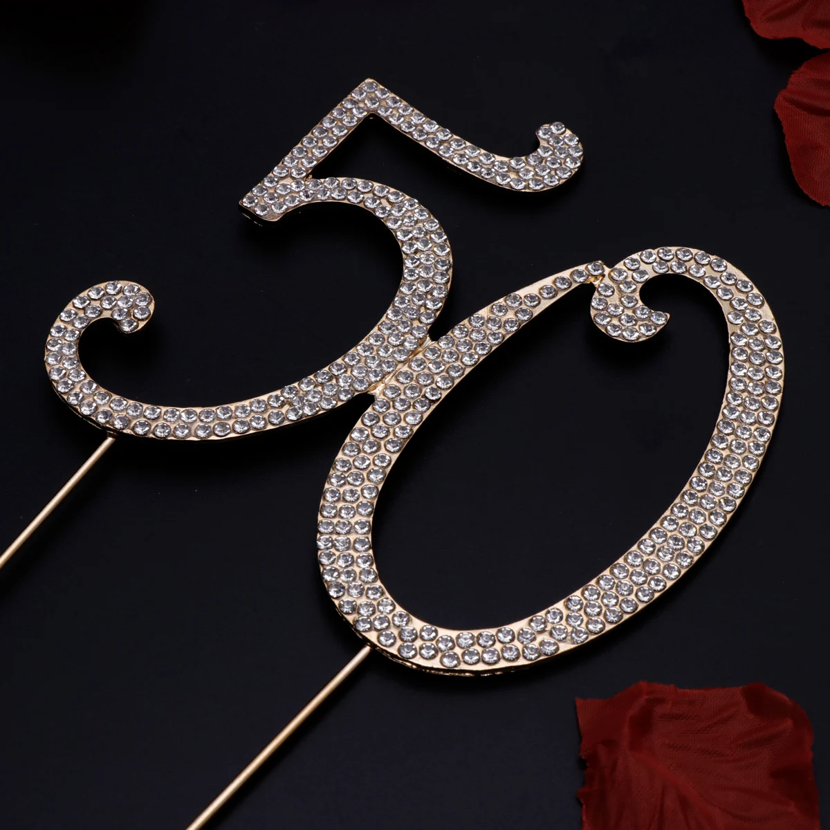 

50Th Anniversary Cake Topper Gold Glitter Number Topper Reusable Birthday Cake Decoration Elegant Party Centerpiece for Special