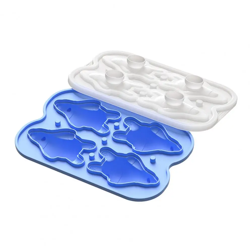Easy Release Ice Tray Flexible Silicone Ice Cube Mold with Lid Leak-proof Stackable Ice Tray Lying Bear Shape Storage for Home
