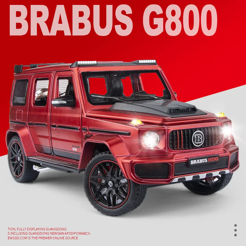 1:24 Mercedes-Benz BRABUS G800 Off Road SUV Model Car Diecast Toy Vehicle Collection Sound & Light Miniature Car Toys For Kids