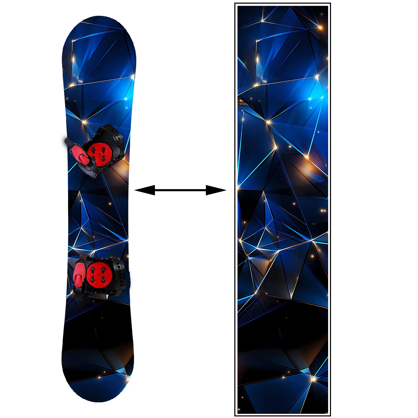 

1 piece, Blue Gold Technology Geometric Graffiti, Trend Snowboard Sticker, Snowboard Personality Decoration Sticker, Snowboard
