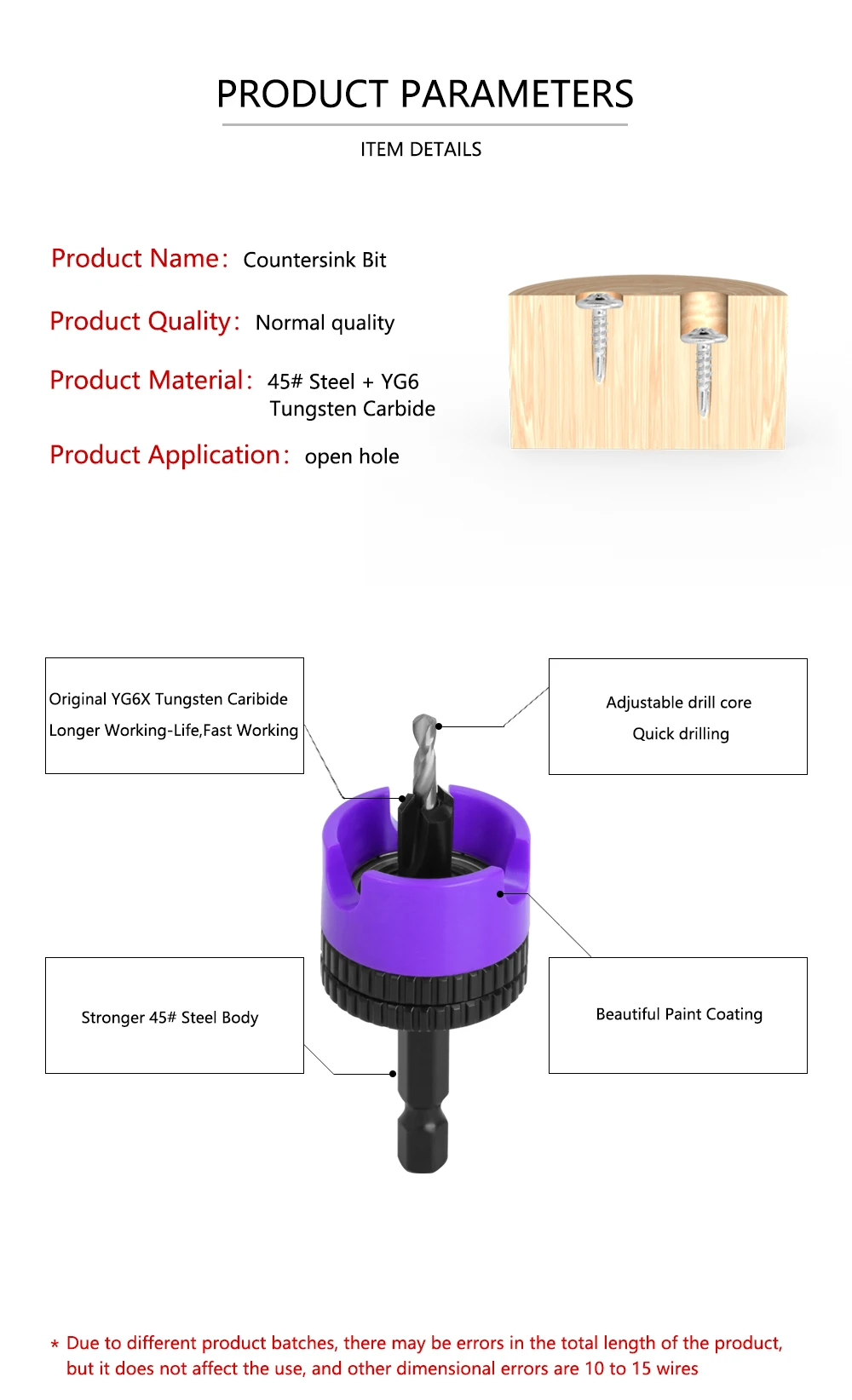 Imagem -06 - Lavie Portátil Hex Haste Escareada Broca Ajustável Ferramenta para Trabalhar Madeira Escareador Broca Resistente ao Desgaste Roteador Bit