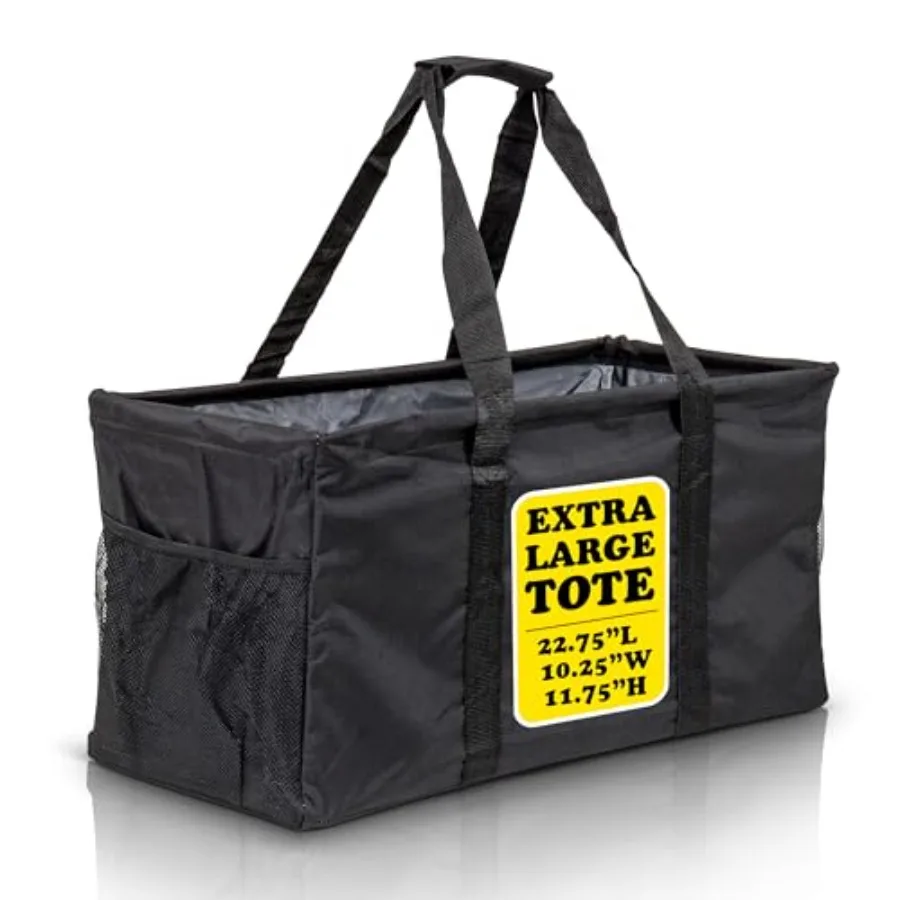 Extra Large Utility Tote Bag - Oversized Collapsible Large Beach Bag Great for Pool with Sturdy Frame Extra Side Pockets and To