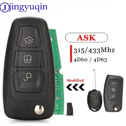 jingyuqin 3Buttons Modified Flip Remote Car Key 315/433MHz ASK ID60 For Ford Kuga C-Max Focus Fiesta Mondeo Galaxy HU101 FO21