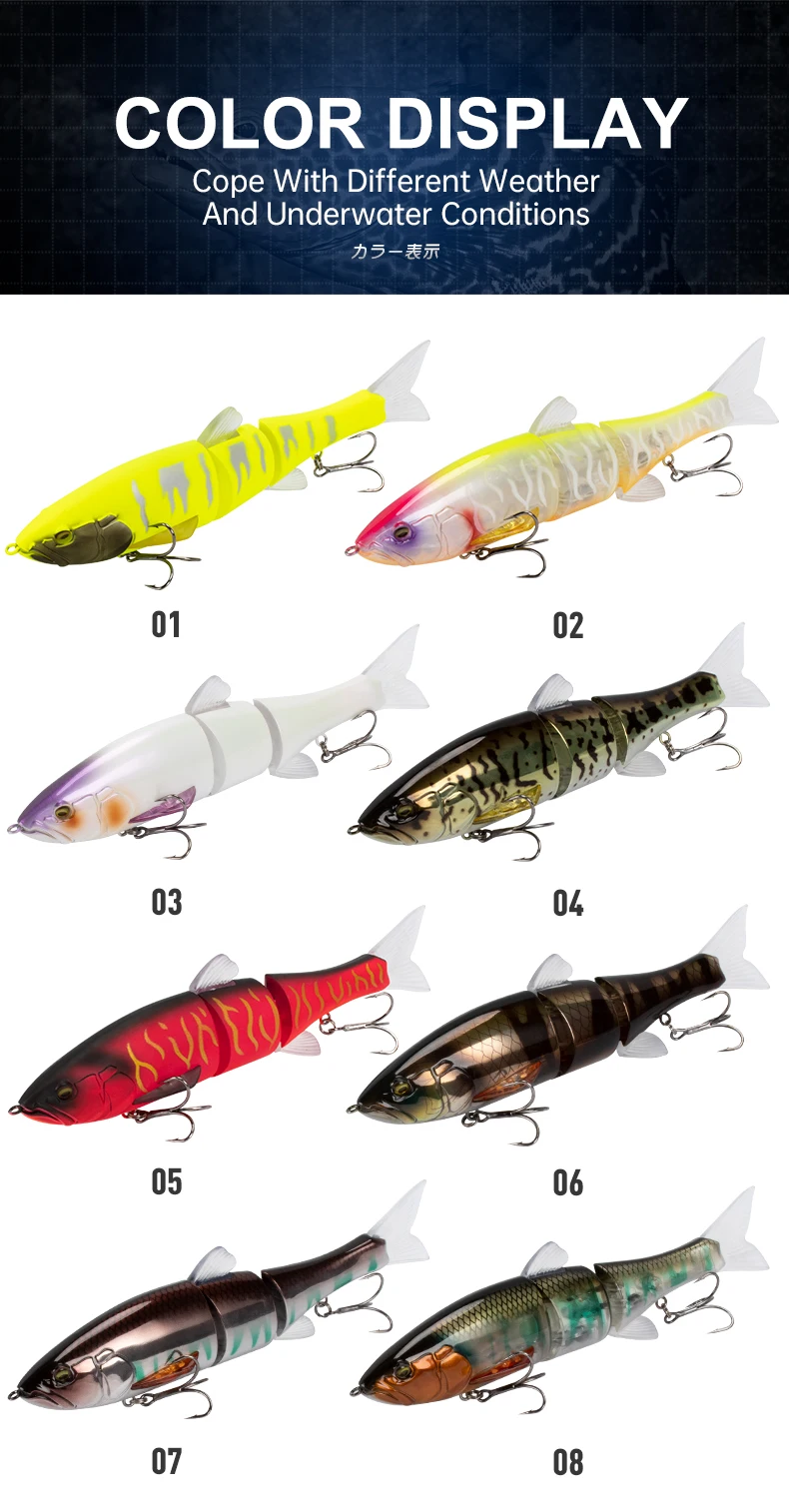 LEYDUN DOWZ SWIMMER 180SF 2oz Langsam schwimmende Angelköder mit dreifachem Gelenkkörper, Gleit-Swimbaits, harte Köder, Wobbler für Barsch und Hecht – Detail 9