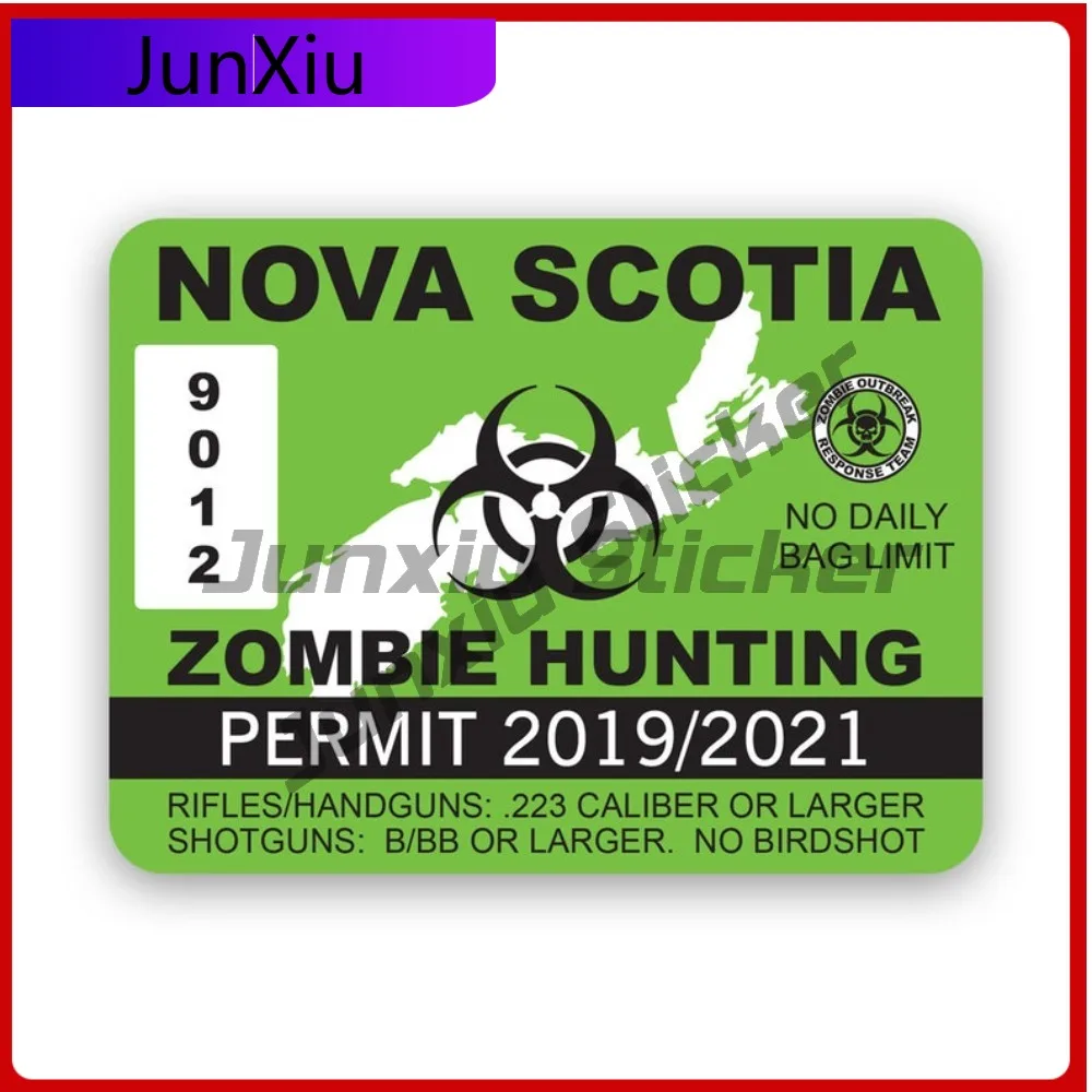 

Наклейка-деколь для автомобиля с разрешением на охоту на зомби в Новой Шотландии, Канада, для охотников на неумирающих существ, призраков и зомби, креативный дизайн, декор для авто