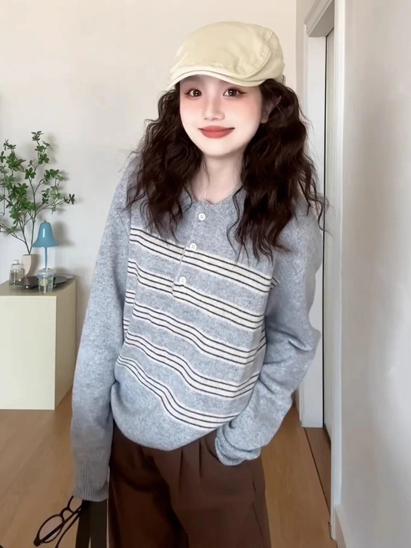 Lose Lange Sve frauen Gestrickte Pullover ay Streifen Sle Herbst Winter Neue Casual Abnehmen Top Koreanische Faul Entspannende Gefühl