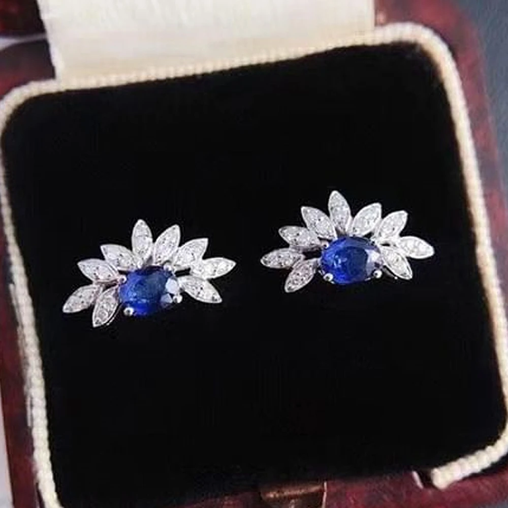 Huitan neuer Trend blau Zirkonia Ohr stecker Frauen Mode vielseitige weibliche Ohrringe für Hochzeits feier Schmuck Geschenke
