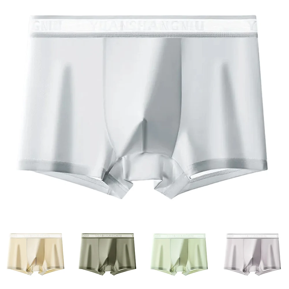 

Daily Wear Gym Use Ice Silk Boxers Dark Green 90 Polyamide Breathable Material Classic Style Quick Drying Fabric