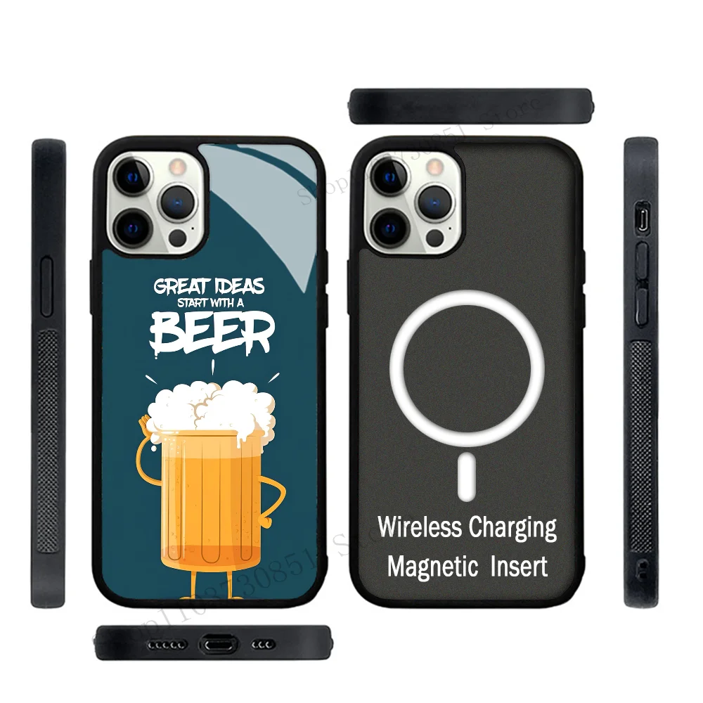 Cheers Beer Phone Case Strong Magnetic For IPhone 15 14 13 Pro Max 11 12 Mini Alex Mirror For Magsafe