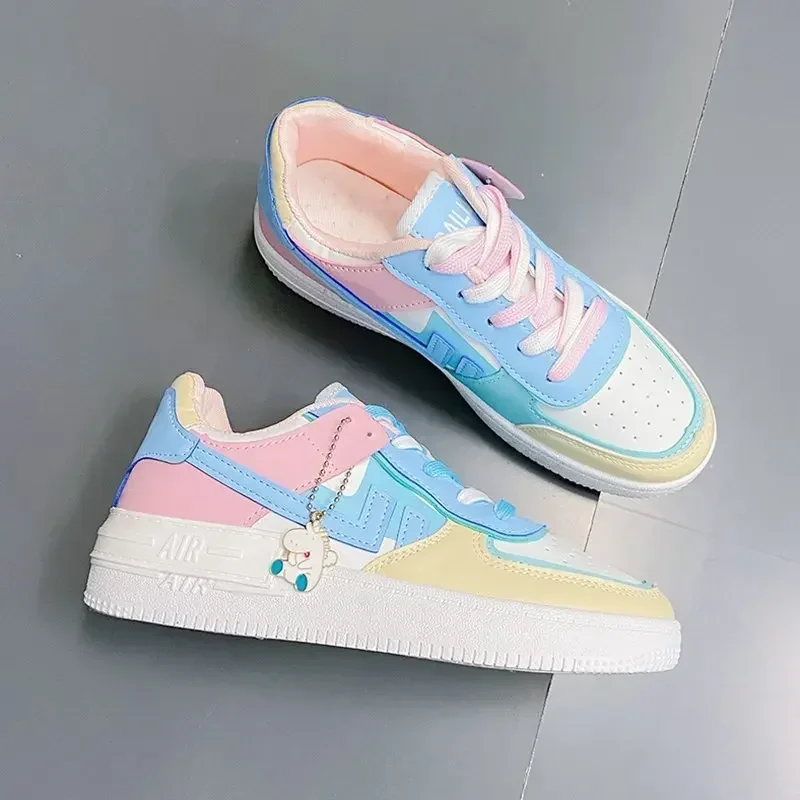 Women Sneakers White Pink Tennis Lovely Girl Casual Shoes Female Student Blue Low Top Platform Flats Ladies Vulcanize Shoes