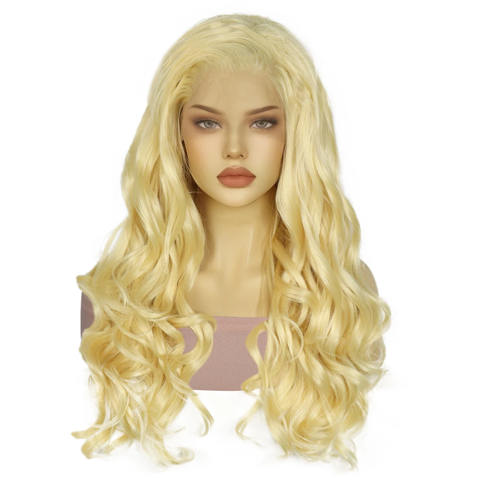 

13*2 синтетический длинный объемный волнистый платиновый блондин парик фронта шнурка для вечеринки, Хэллоуина, Дня благодарения, для женщин, нарядный парик