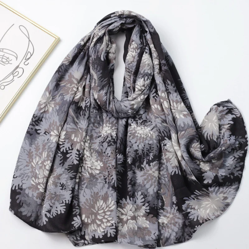 وشاح طويل مطبوع من القطن الساتان من Lin Hai، بث مباشر من المصنع، عطلة السفر، دافئ للنساء S