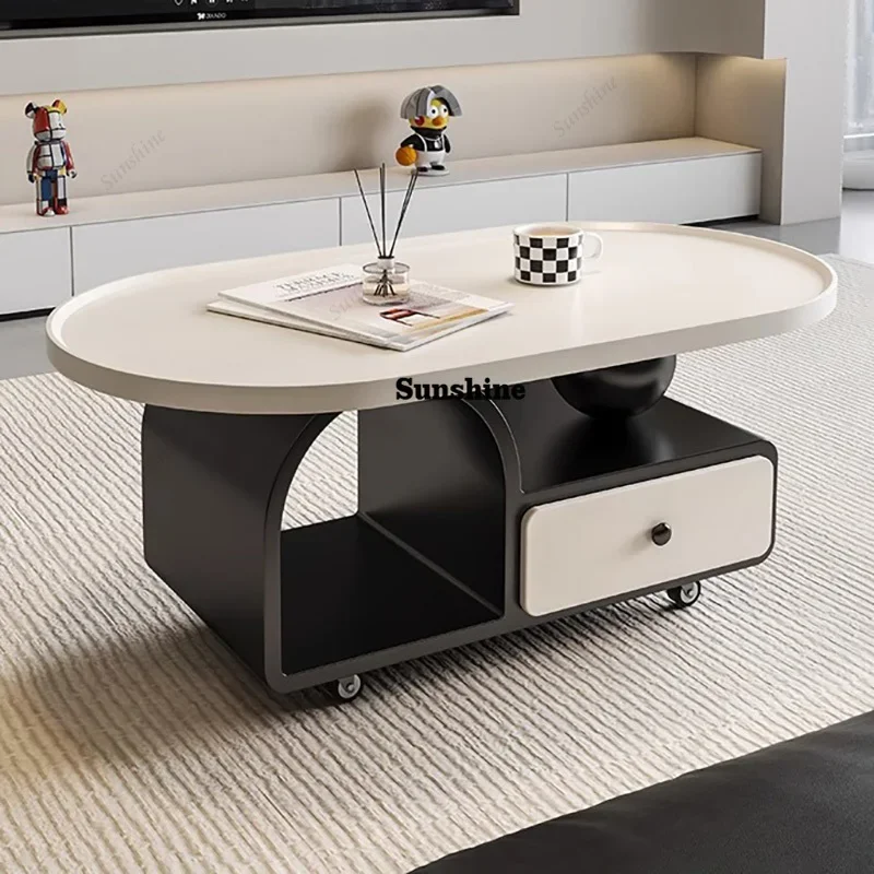 

TDPremium Aesthetic Coffee Table Elegant Glam Modern Side Table Simple Space Saving Home Decor Living Room Furniture