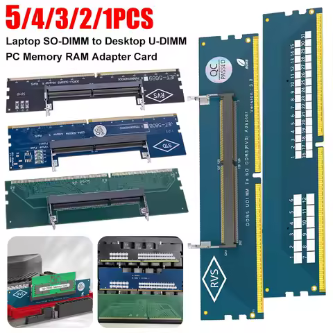 5/4/3/2/1PCS Laptop to Desktop Memory Adapter Card DDR5 DDR4 DDR3 Notebook SO-DIMM To Computer U-DIMM Memory RAM Converter Cards