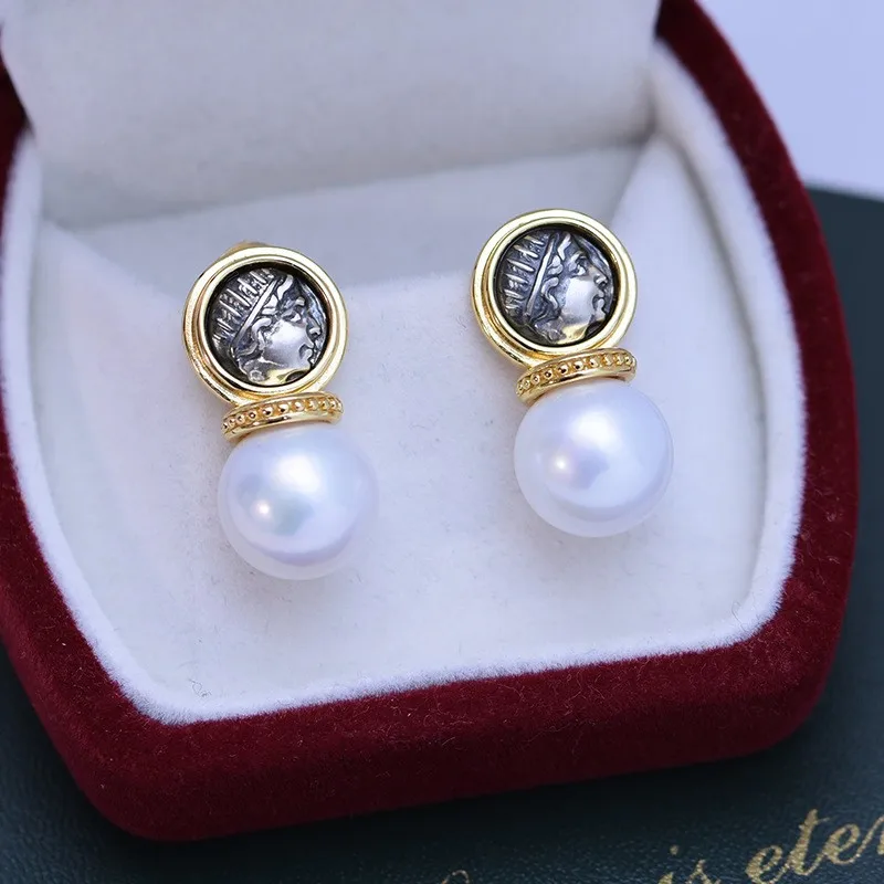 ED110 Lefei Fashion 11-12mm Strong Luster Few Flaw Freshwater Pearl Creative Portrait Earring For Women s925 Silver Jewelry Gift