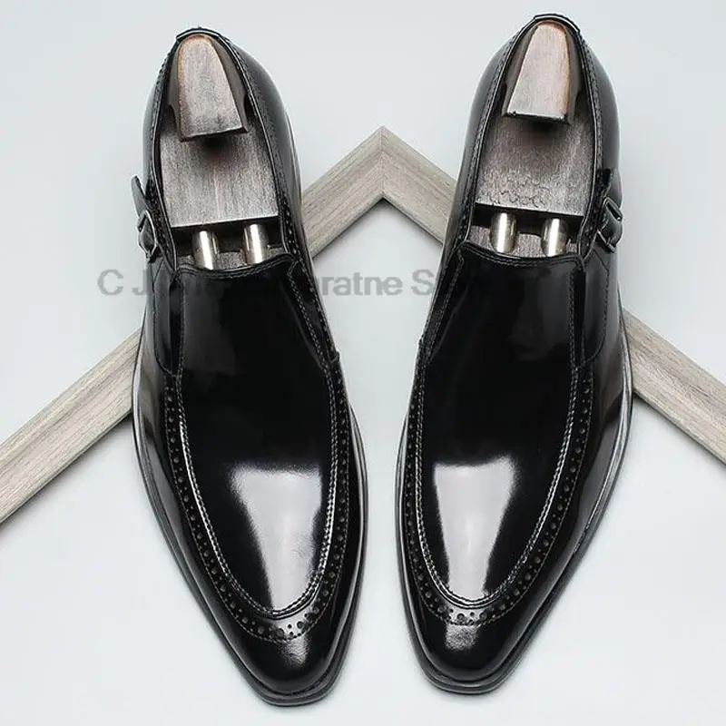 HKDQ High Quality Loafers Men Shoes Wedding Dress Fashion Designer Best Man Shoe Handmade Luxury Genuine Leather Shoes Men