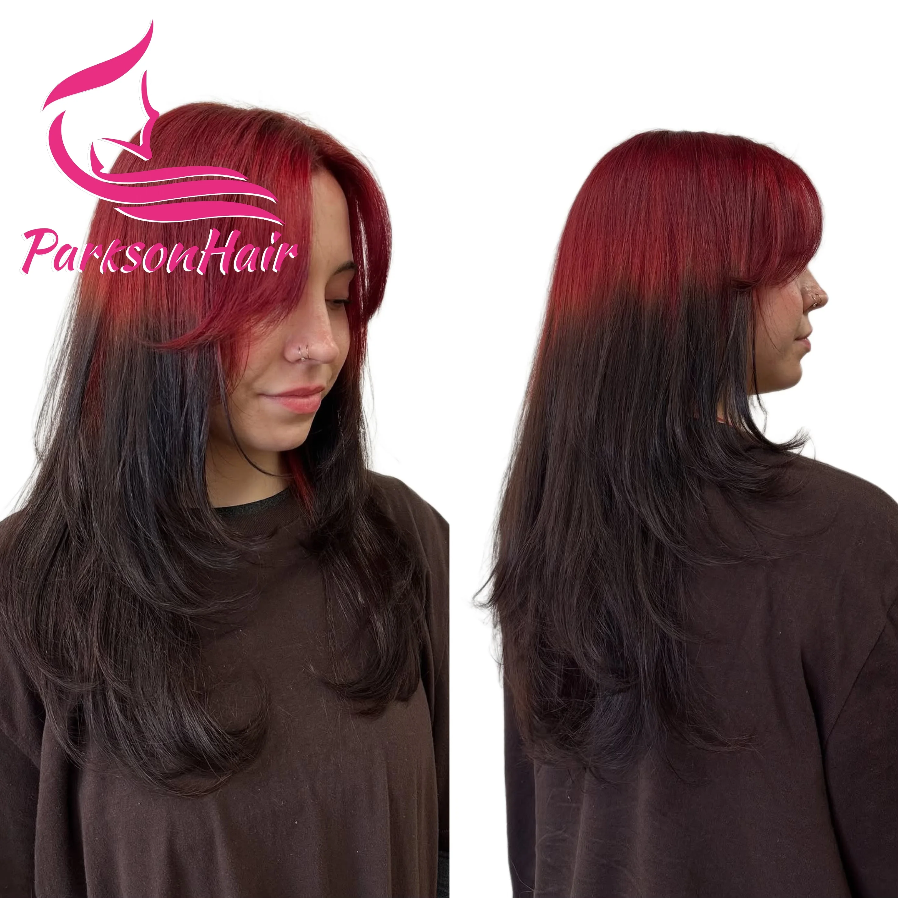 

99J Ombre Red Black 13X6 Transparent Lace Front Human Hair Wig Brazilian Pre-Plucking Straight Burgundy 13X4 Lace Frontal Wigs