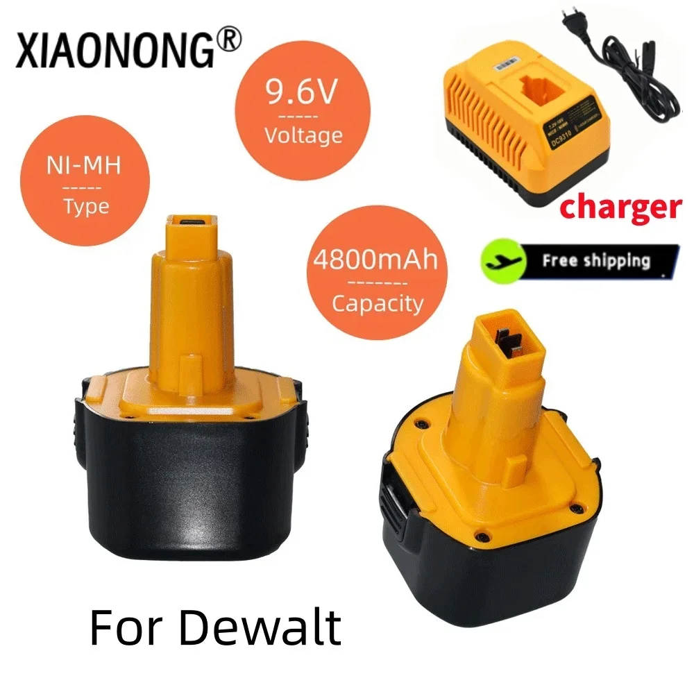 

9.6V 4800mAh Ni-MH Replacement Battery Compatible for Dewalt with DE9061 DE9062 DW9061 DW9062 DE9036 DW911 DW921 With charger