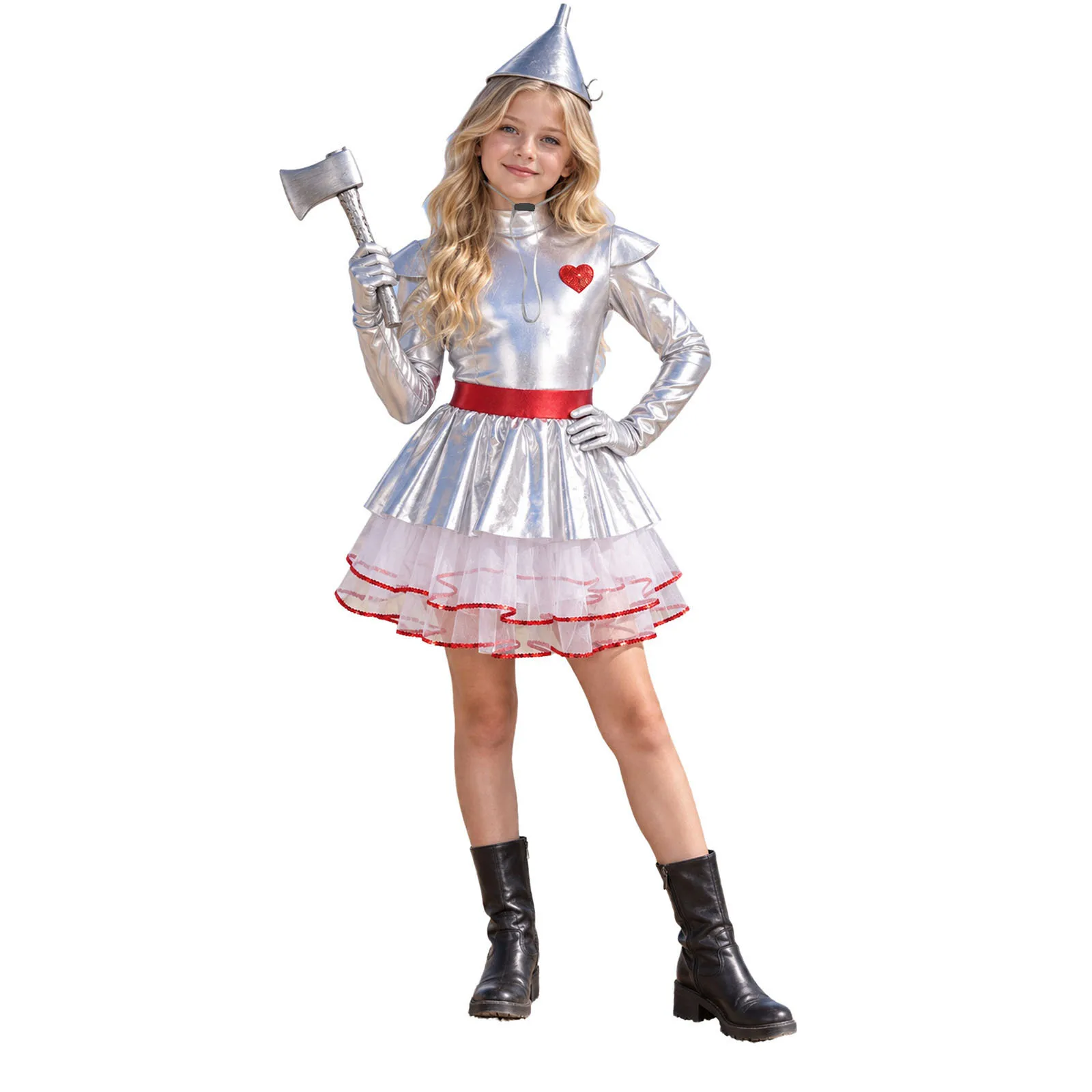 #6-16 Alien Costume Long Sleeves Anime Character Role Metallic Ballet Dance Tulle Tutu Dress Birthday Party Performance Outfit
