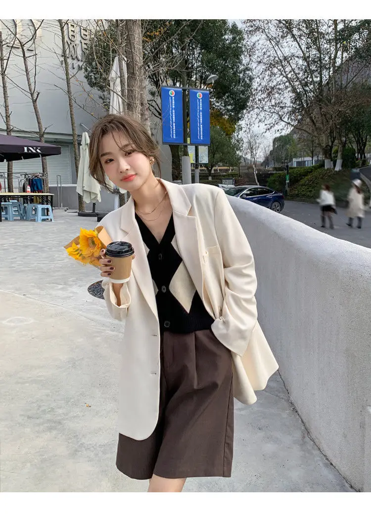 سترة نسائية تقدم 2025 معطف رسمي أخضر جديد أنثى كم طويل زر واحد مستقيم مكتب السيدات ملابس العمل القمم