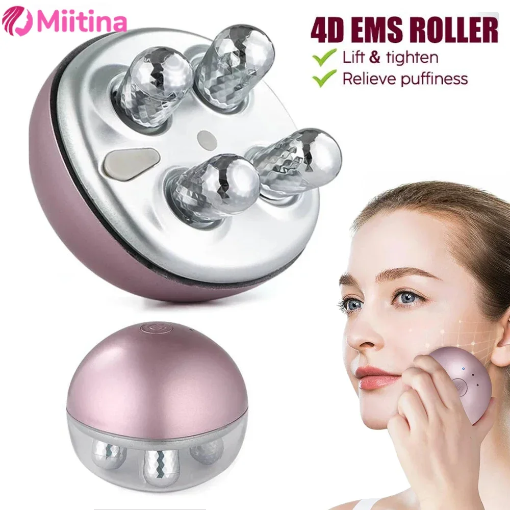 

3D Facial Roller Massage Skin Firming EMS Micro Current Tighten Skin Remove Face Lifting Device Edema Fades Fine Lines Massager