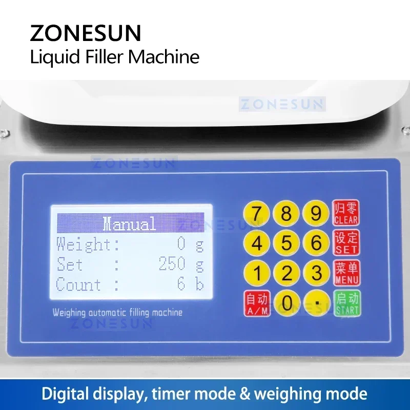 ZONESUN آلة تعبئة وزن السائل وزن حشو مضخة تمعجية التحكم الرقمي معدات تعبئة الزجاجات ZS-M90
