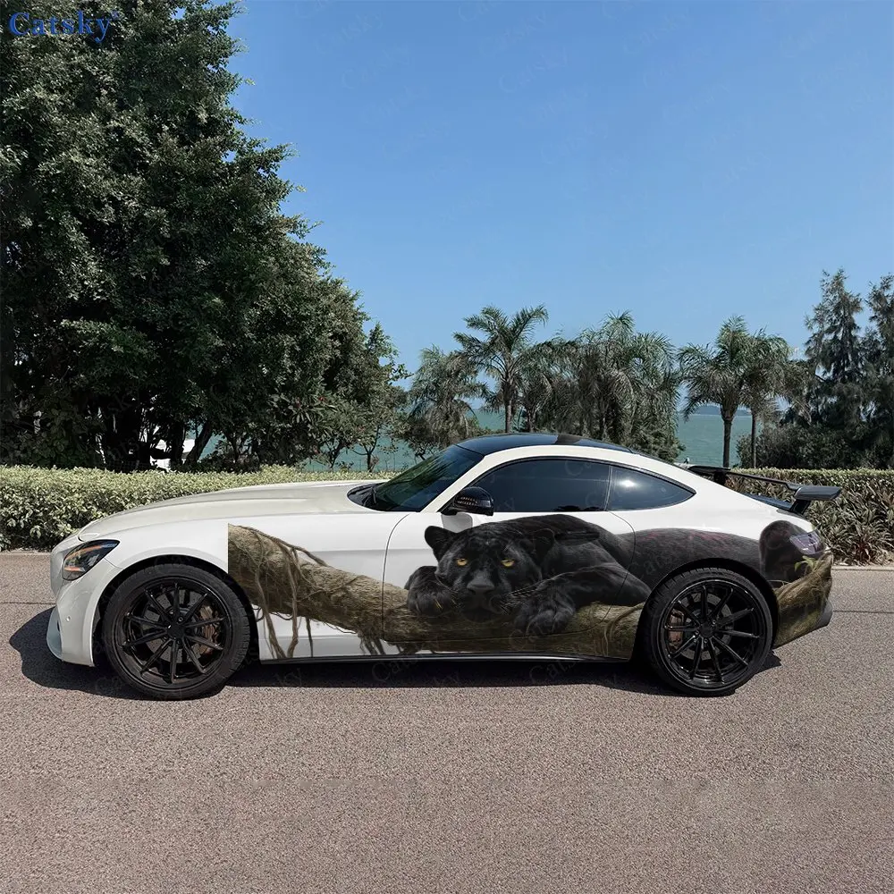 2pcs Old Tree Resting Beast Car Side Wraps, Self-Adhesive PVC Waterproof & Scratch-Resistant Stickers, Car Accessory Gift