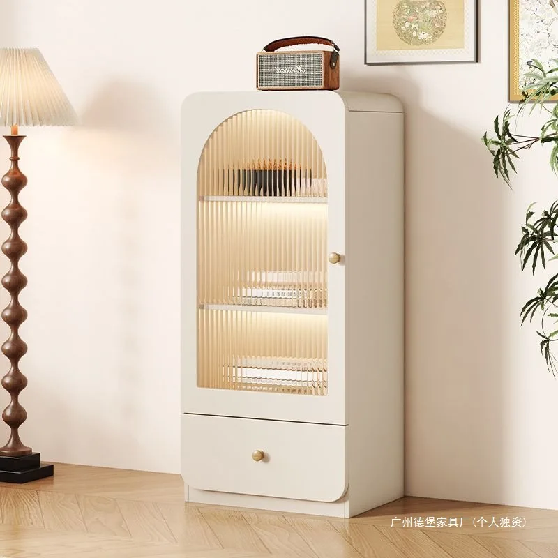 Cream windshield dining side wine cabinet display storage locker against the wall household living room stand cabinet TV side