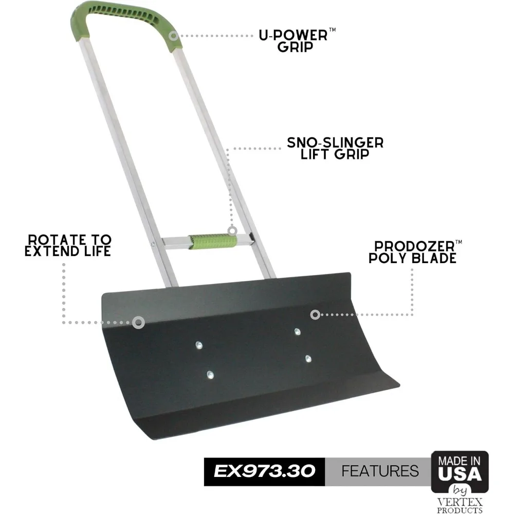 مجرفة مريحة لإزالة الثلوج بمقبض مزدوج مع شفرة بولي واسعة وتقنية U-Power لتنظيف الثلج بكفاءة