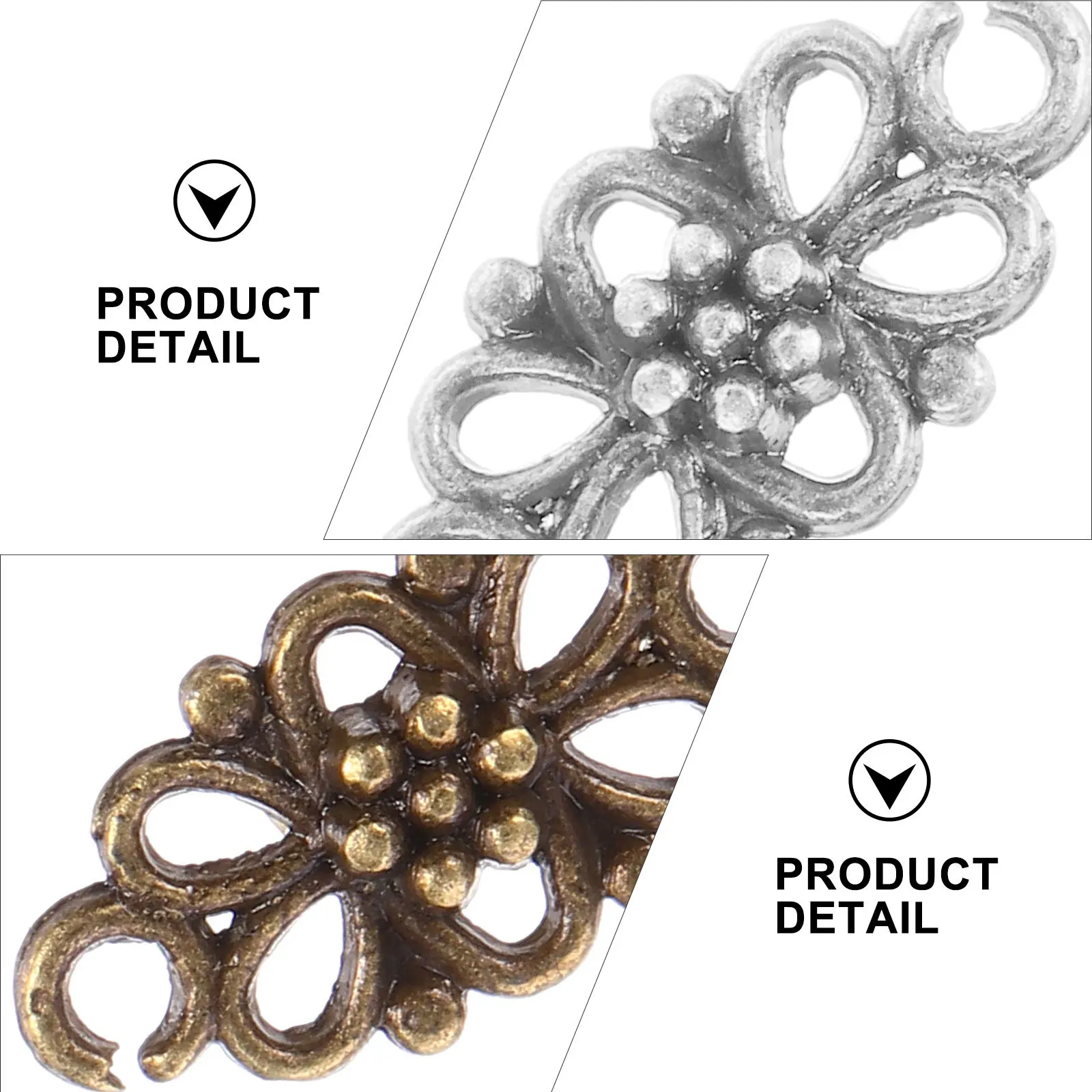 

100Pcs Vintage Silver Bronze Flower Connector Charms DIY Craft Supplies Necklace Bracelet Retro Pendant Linker