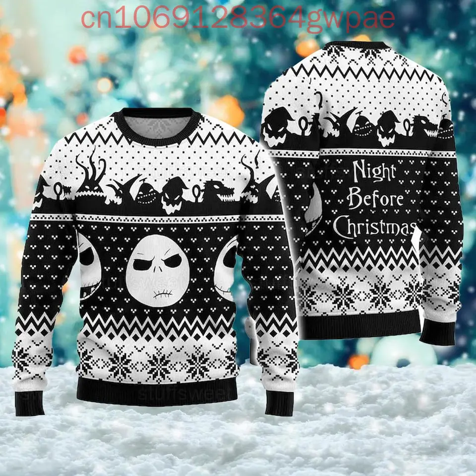 Disney Jack Skellington und Sally Christmas Ugly Sweater Herren Damen Tops The Nightmare Before Christmas Weihnachtspullover