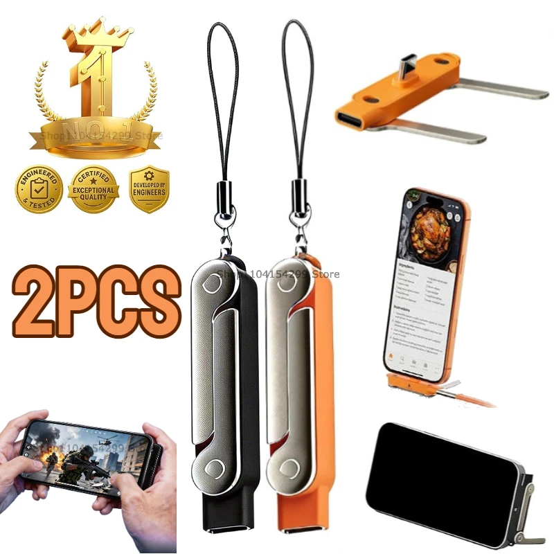 USB Typ-C Flaches Ladekabel mit Unsichtbarer Stütze, Faltbarer Telefonhalter, 240W Ladekabel-Halterung