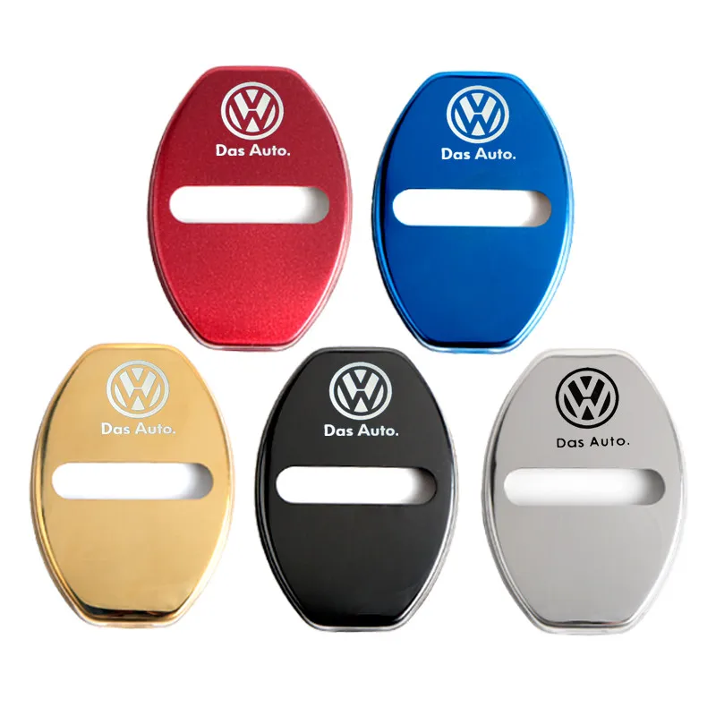 금속 자동차 문짝 잠금 커버 보호 버클 커버 스티커, 폭스바겐 VW 골프 4 MK4 GTI 폴로 시로코 티구안 제타 Mk6 용, 4 개