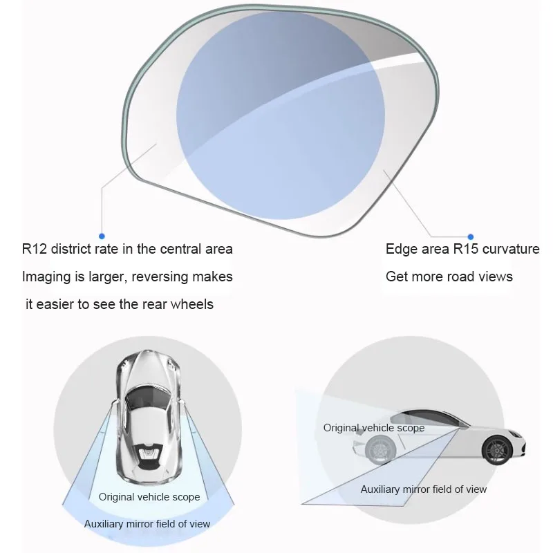 2pcs Car Blind Spot Mirror 360 Degree Rotating Frameless Auxiliary Rearview Mirror Auto Motorcycle Wide Angle Sector Mirrors