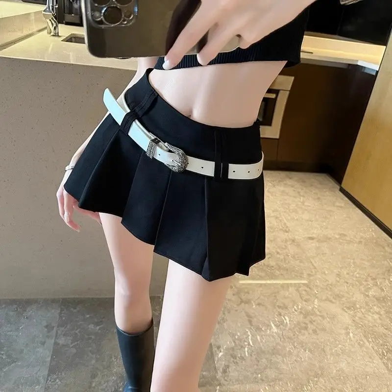 Luźna, plisowana, modna spódnica w kształcie litery A dla kobiet z wysoką talią