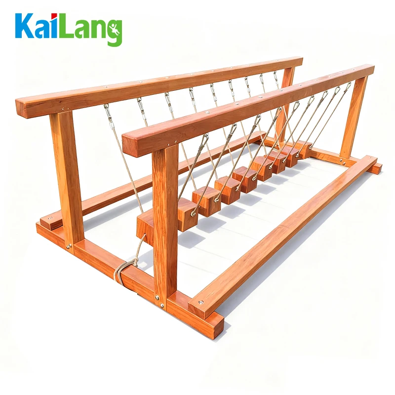 Оптовая продажа высококачественного деревянного спортивного оборудования для детских площадок: деревянный балансировочный мост-качели