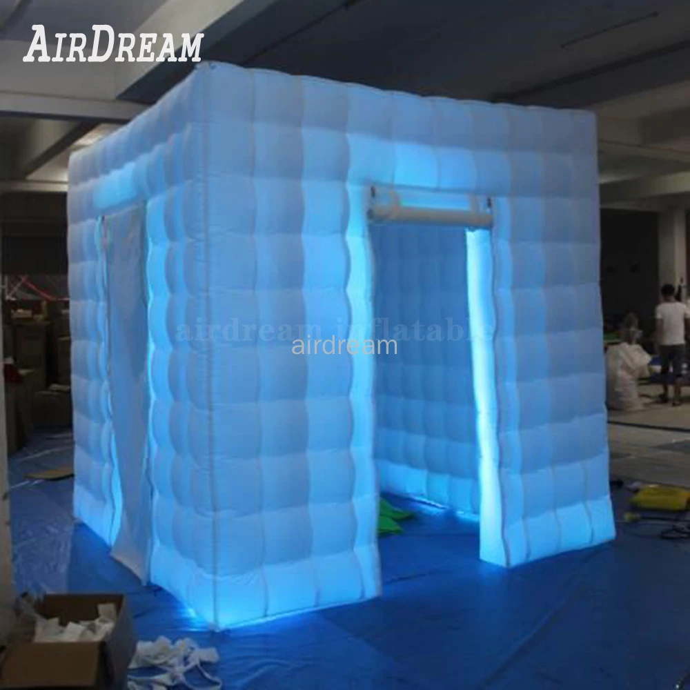 Cabine Photo Gonflable Blanche Portable avec LED, Selfie, Tente Photo Cube pour la Publicité, Haute Qualité