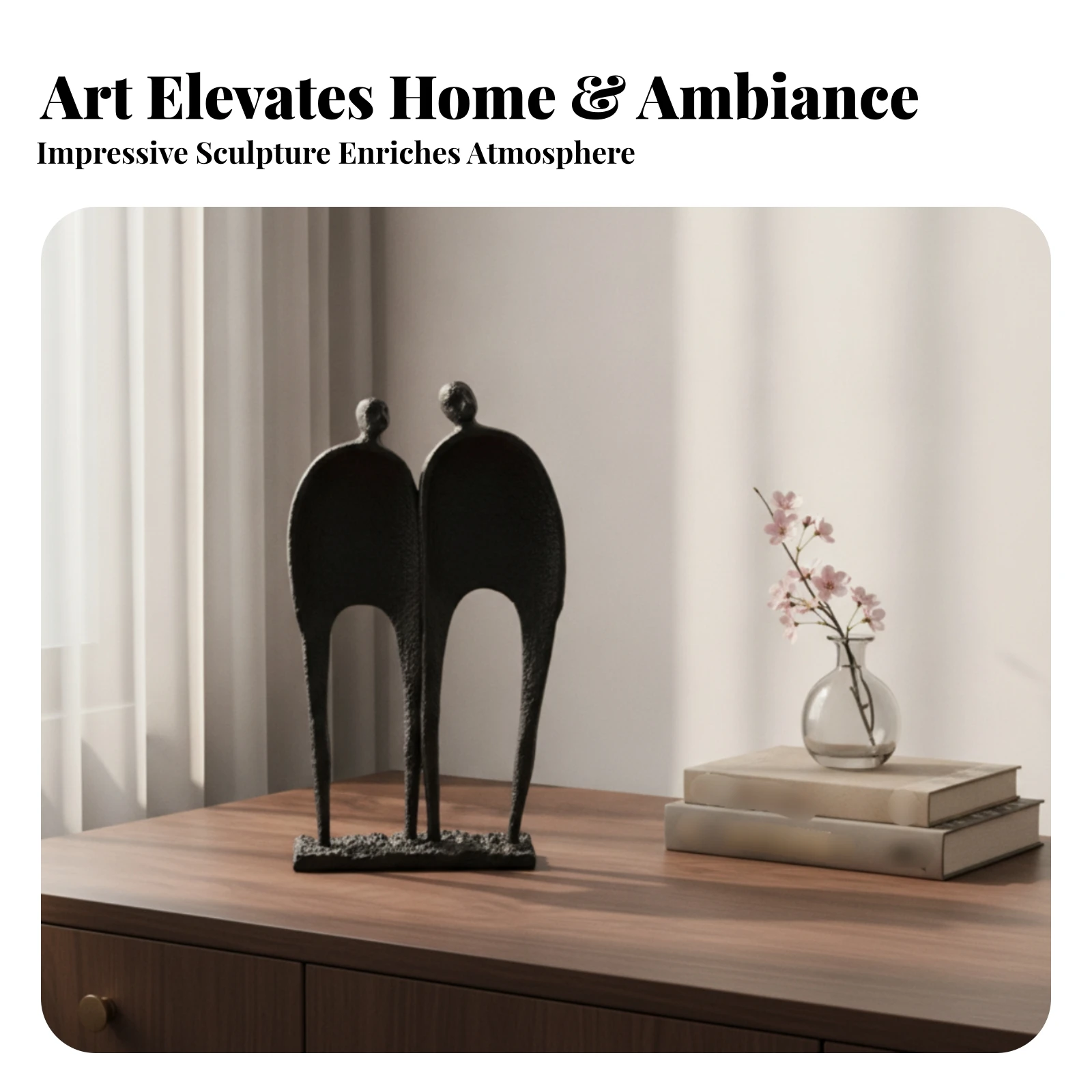 Tabletop Statue Abstract Human Statue Two-Figure Sculpture Modern Tabletop Figurine Tapered Minimalist Vertical