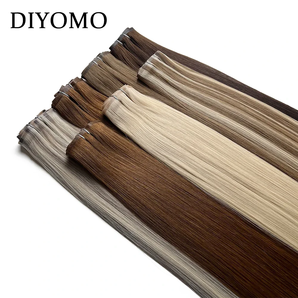 DIYOMO Extensions de cheveux naturels à clipser en PU épais 160g, trame invisible pour cheveux vierges épais, extensions de cheveux invisibles