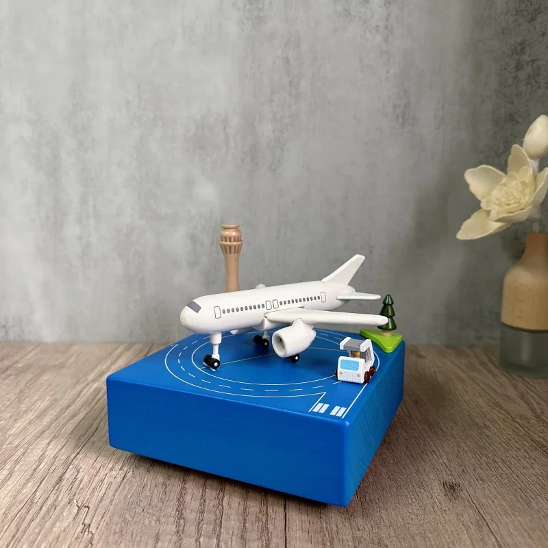 

Креативный современный стиль, деревянная модель самолета ручной работы, украшение для рабочего стола, музыкальная шкатулка, снятие стресса, украшение для гостиной, дома