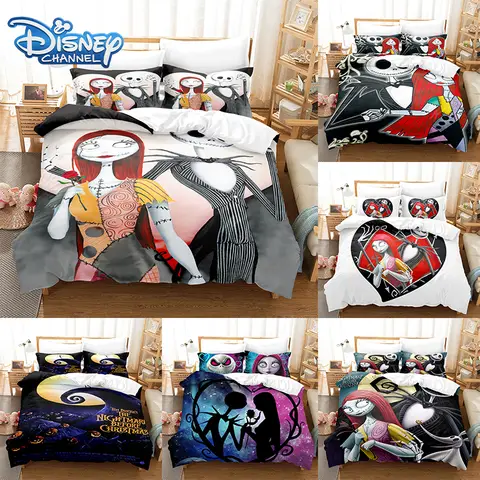 Nightmare Before Christmas Bedding Set Jack Skellington Quilt Cover Pillowcase Anime Halloween Decor Spead Bedroom Duvet Cover