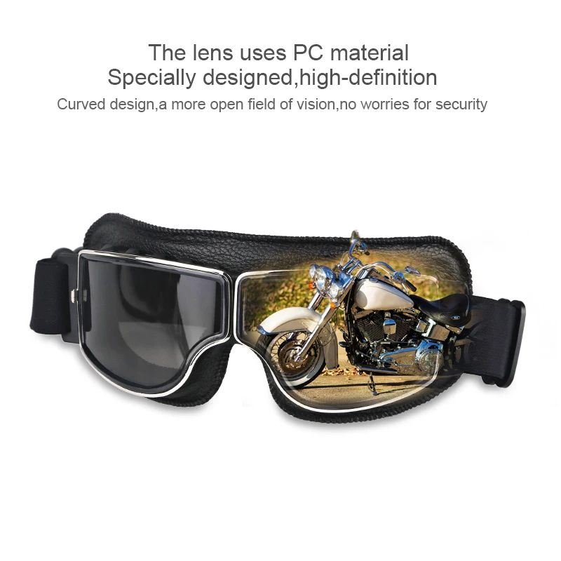 

Universal Vintage Goggles Motorcycle Leather Goggles Glasses Cruiser Folding Goggles For Motorcycle Motocross racing Glasses