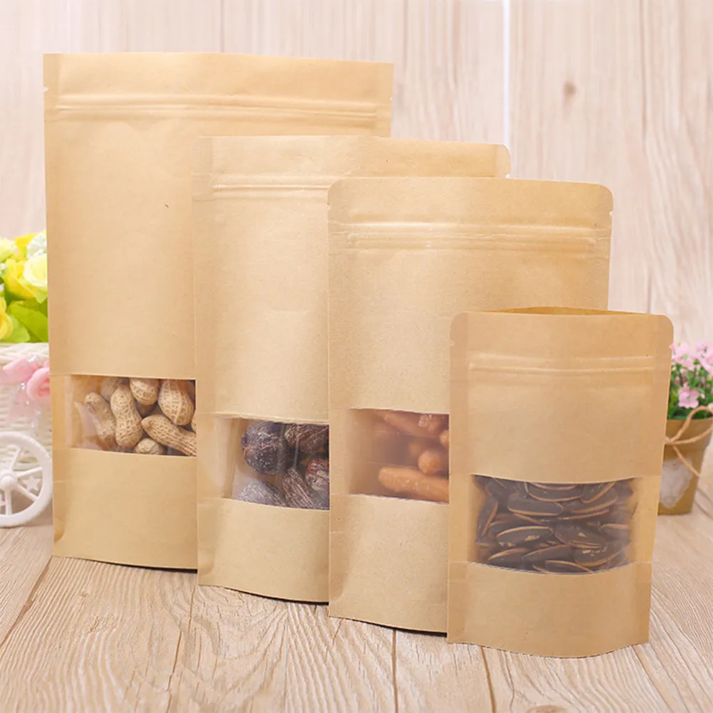 Resealable Packaging Bags Self Jewelry Candy Storage Clear Halloween Christmas New Year Kraft Paper Packaging Bag Candy Maker