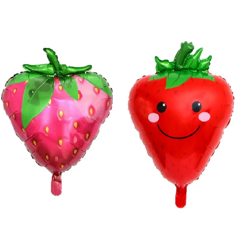 Smile strawberry aluminum film balloon strawberry shape fruit children's birthday party decoration balloon