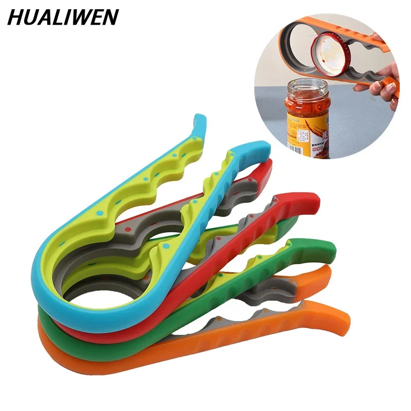 Lid Jar Opener 4 In 1 Handy Screw Cap Jar Openers Multi Purpose Can Opener Bottle Lid Grip Wrench Bottle Kitchen Gadgets