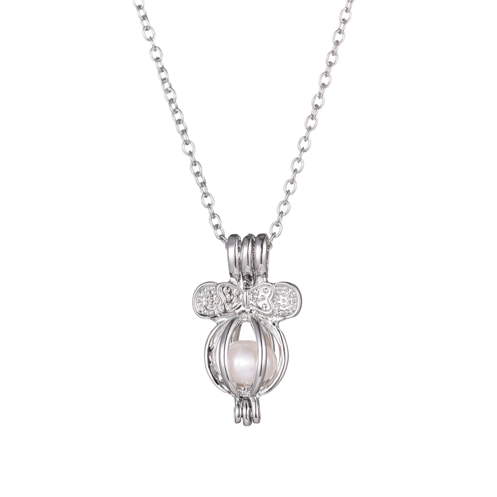 Pearl Necklace Features Hollow Out Design Combined With Cute Animal And Plant Elements To Showcase Unique Style For Owner