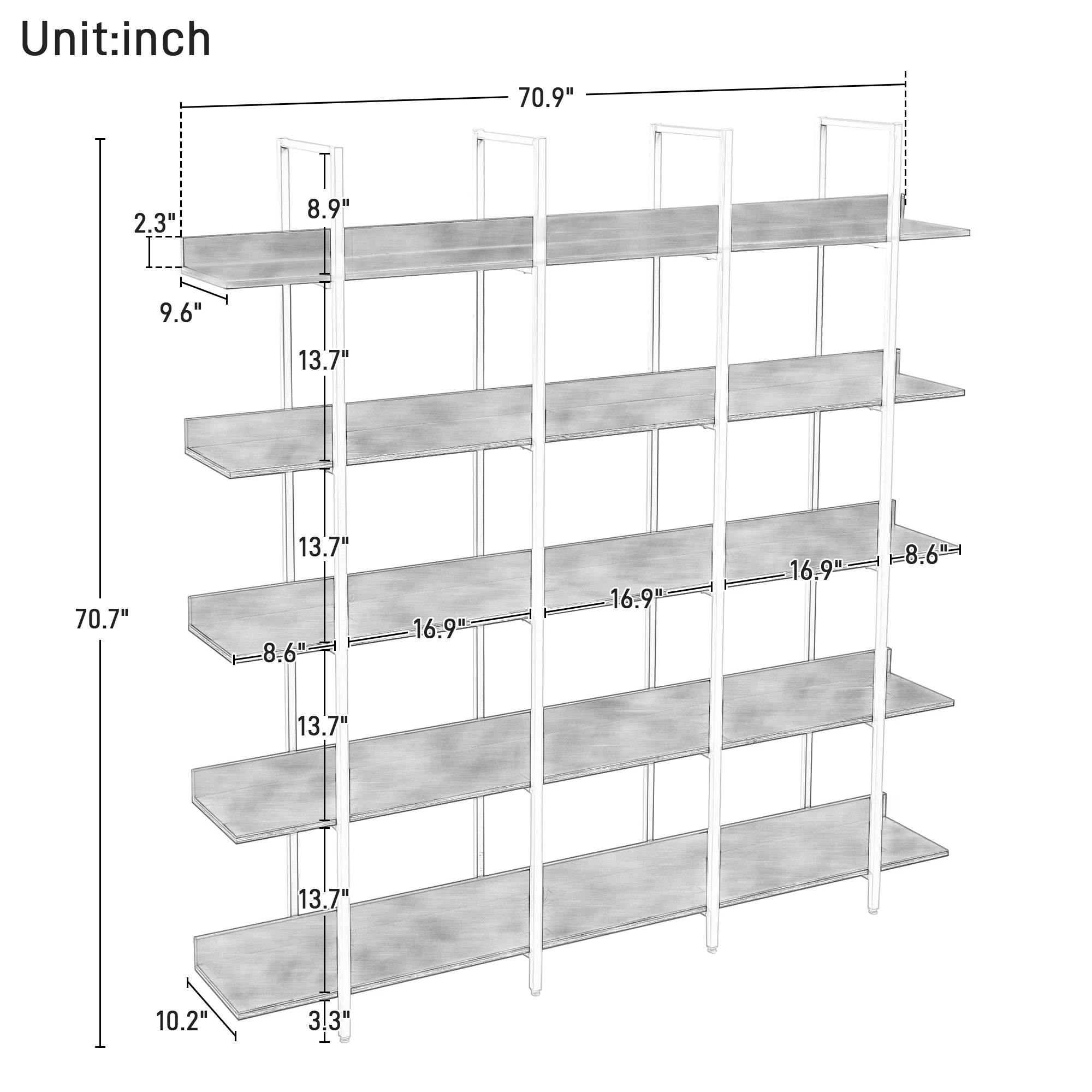 5-Tier Vintage Industrial Book - Bookshelf 5 Tier recension och pris